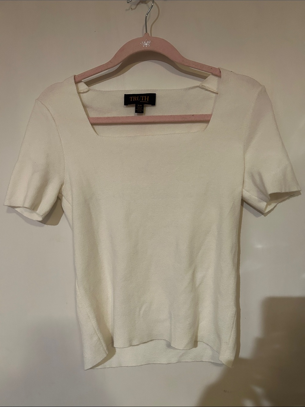 TRUTH Cream Square Neck Short Sleeve Top